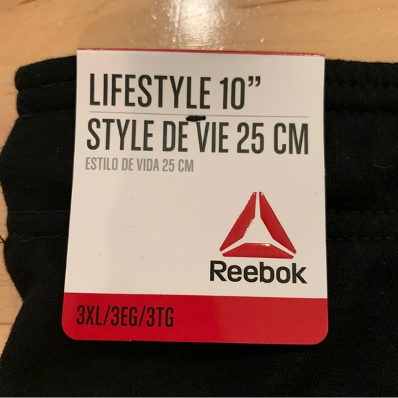 New! Reebok men’s size 3XL lifestyle athletic shorts 10” inseam black cotton - Picture 4 of 6